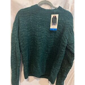 Weatherproof Vintage Green Sparkle Holiday Winter Sweater Christmas Size L